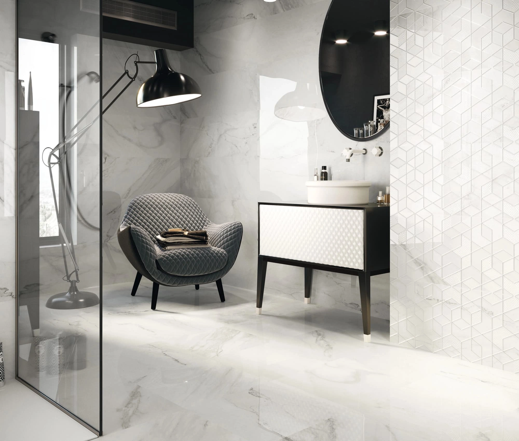 Amb 1212 Blanco Blanco Decor Diamond 40x120 web - Duomo 1212