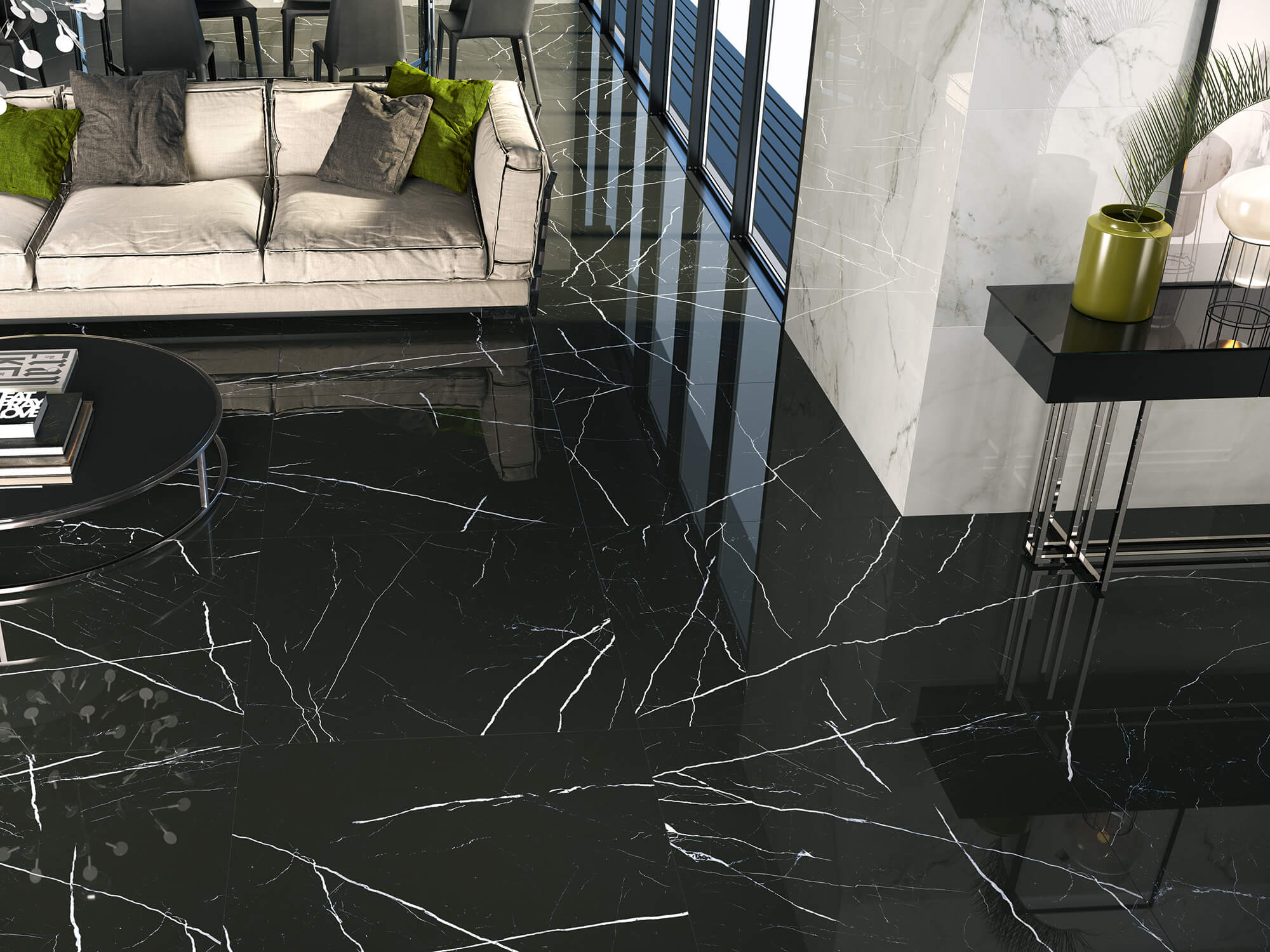Amb 6605 Blanco 63x146 1815 Negro Pulido 98x98 web - Duomo 6605