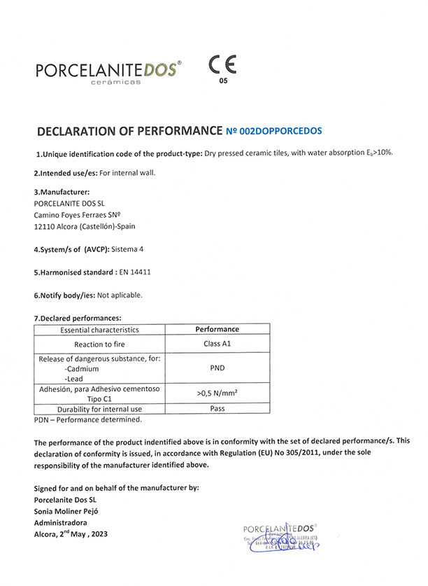 DECLARATION OF PERFORMANCE GROUP BIII - Empresa