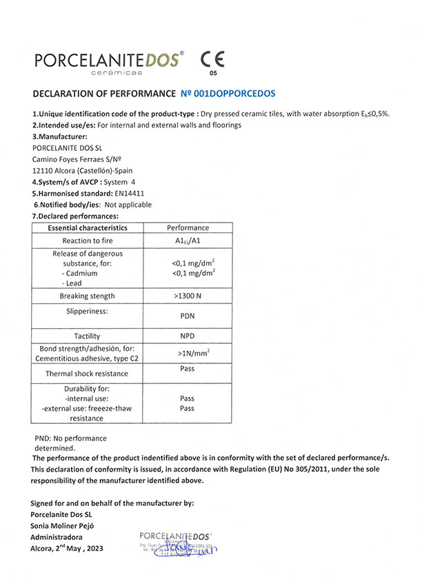 DECLARATION OF PERFORMANCE GROUP BIa - Empresa