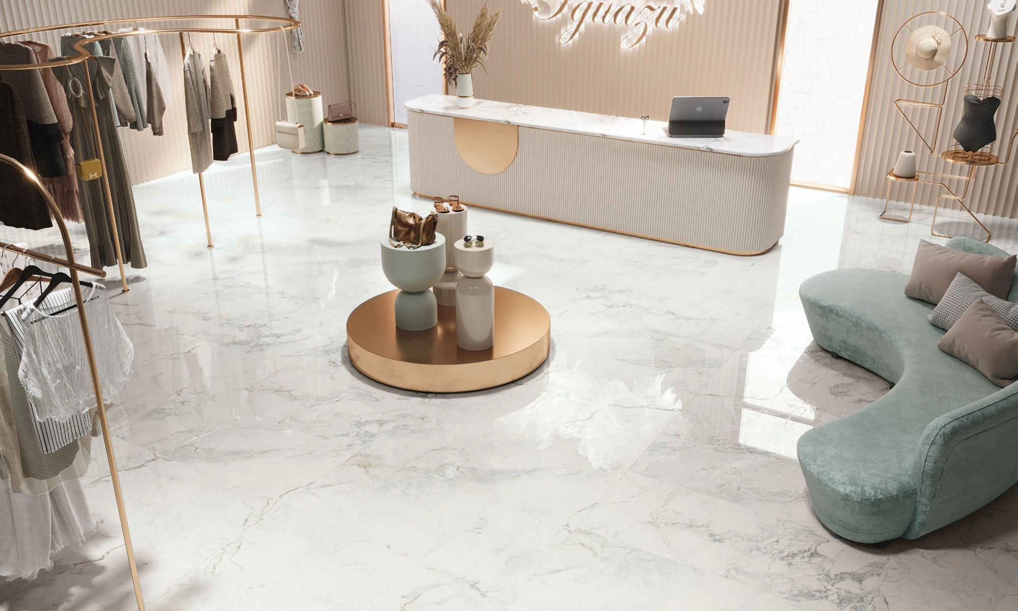 Pavimento porcelánico color blanco mármol - Iguazú 3303