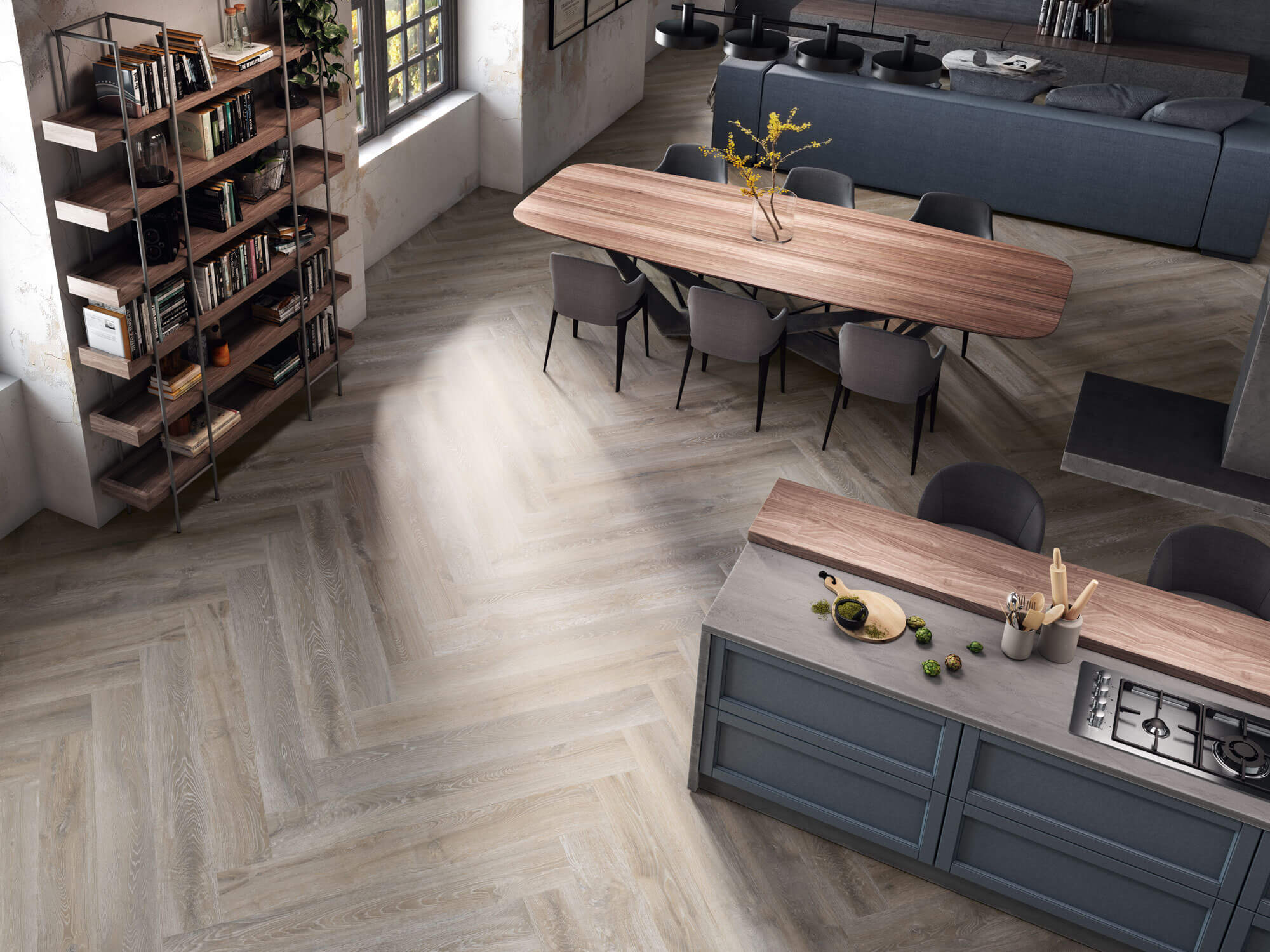 Suelo gres porcelánico madera cocina - Ambiente 6635 Suelo gres porcelánico madera cocina - Ambiente 6635