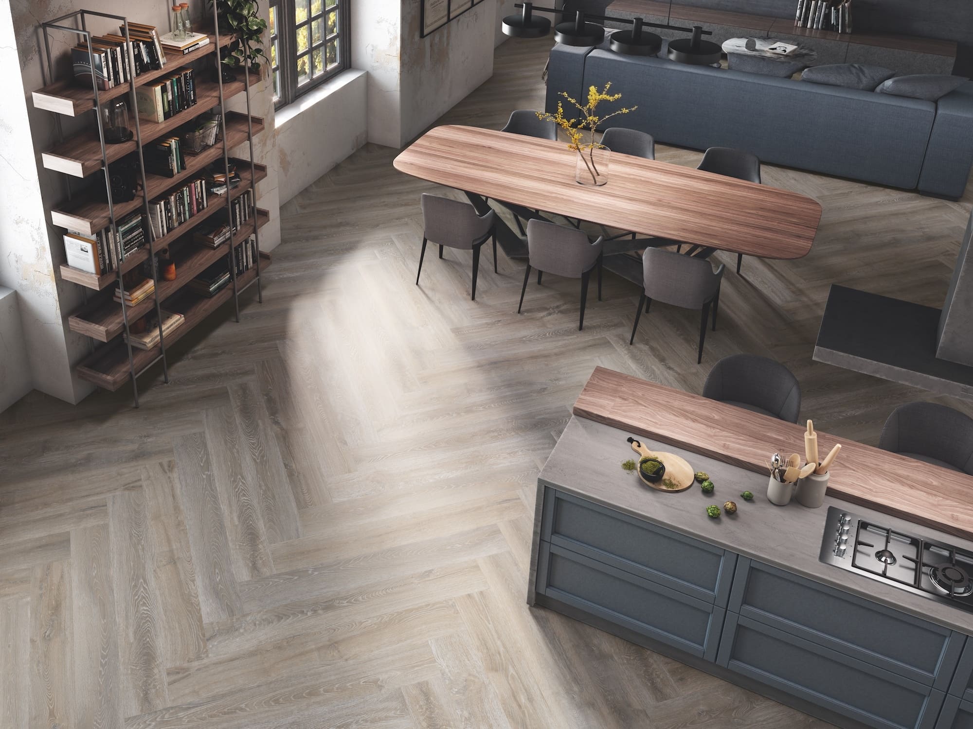 Kitchens with wood-look porcelain flooring